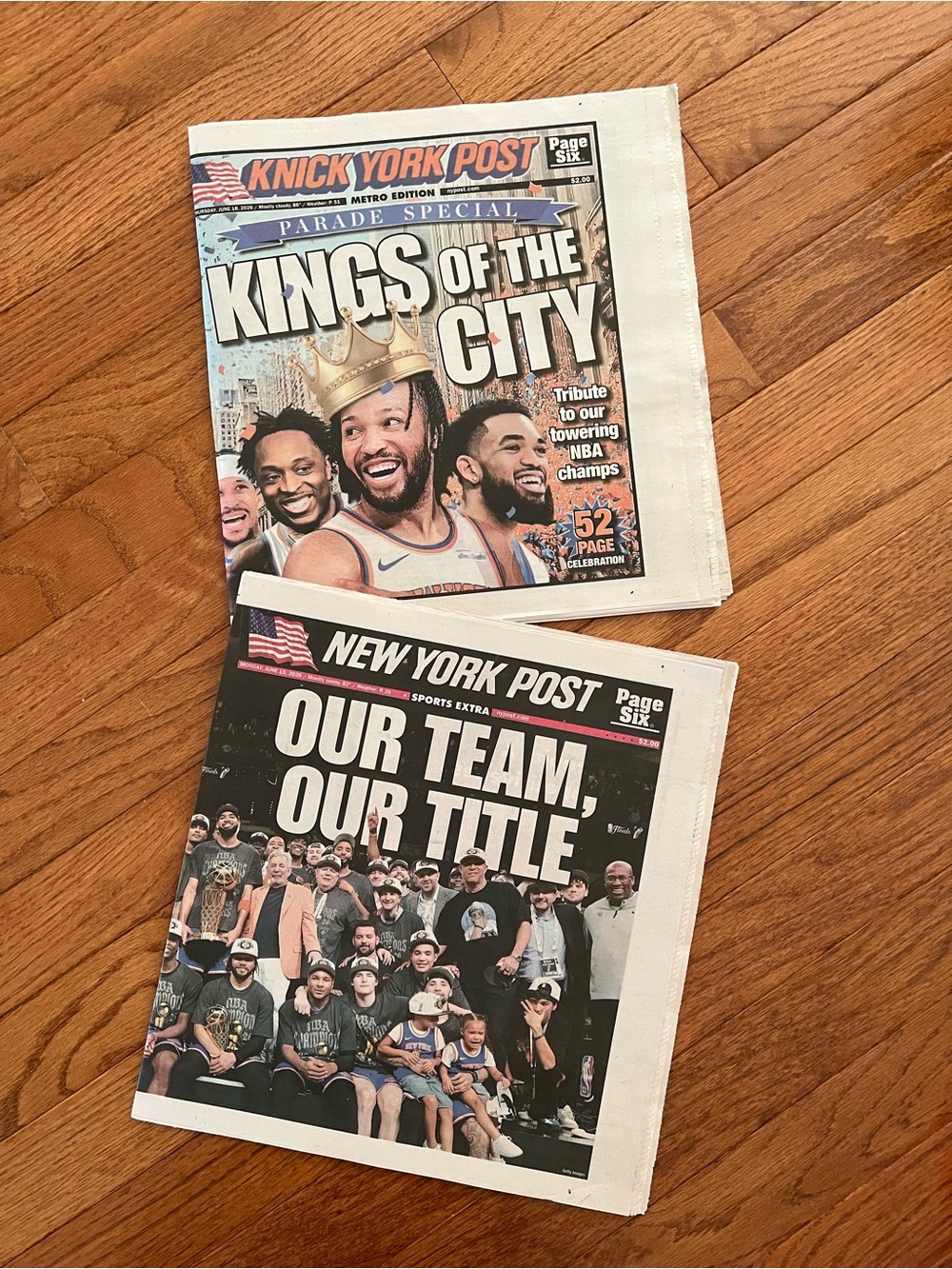 Total 2! New York Post Knicks Full Newspapers